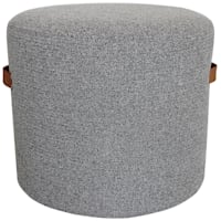Honeybloom Rica Textured Pouf with Faux Leather Handles, Grey