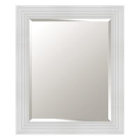 White Ridged Glossy Rectangle Wall Mirror, 21x25