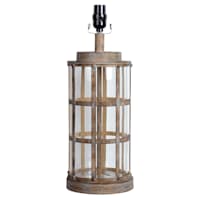Clear Glass & Tan Metal Medium Table Lamp Base, 19"