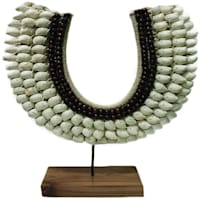 Beaded Moon Shell Decor on Stand, 15"