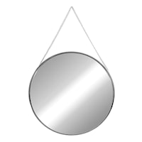 18in. Round Silver Mirror With Chain
