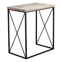 Metal X-Side Table with Wood Top, Large