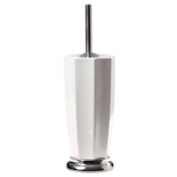 Brock White Ceramic Toilet Bowl Brush with Chrome Details