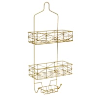 2-Tier Keira Glazed Gold Wire Shower Caddy with Soap Dish