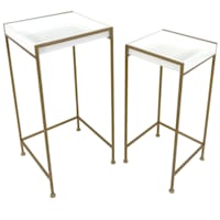 White Plant Stand with Gold Metal Base, Small