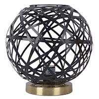 Black Metal Globe Uplight Lamp, 10"