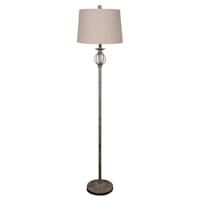Antique Brown Spindle Metal Floor Lamp with Natural Fabric Drum Shade, 60"