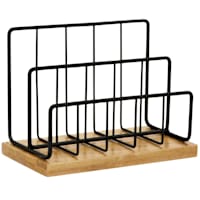 Matte Black Wire & Bamboo Wood Letter Sorter