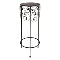Metal & Wood Round Scroll Plant Stand, Large
