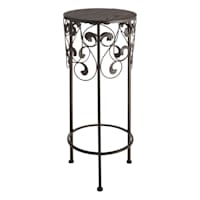 Metal & Wood Round Scroll Plant Stand, Medium