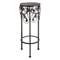 Metal & Wood Round Scroll Plant Stand, Small