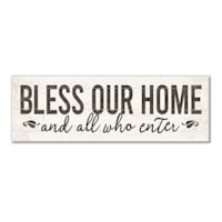 Bless Our Home & All Who Enter Textured Canvas Wall Sign, 12x36
