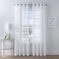 Dakota White Striped Sheer Grommet Curtain Panel, 84"