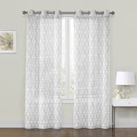 Charlton Grey Printed Sheer Grommet Curtain Panel, 84"