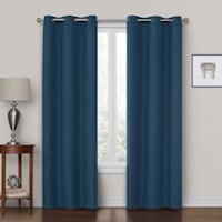 Rockwell Navy Blackout Grommet Curtain Panel, 84"