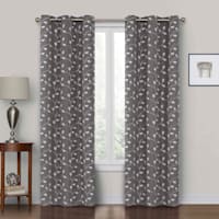 Grey Embroidered Blackout Grommet Curtain Panel, 84"