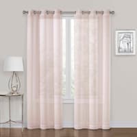 Whittier Blush Metallic Sheer Grommet Curtain Panel, 84"