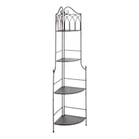 Metal Corner Rack with Brown Decorative Arch & Folding Wooden Shelves, 63"