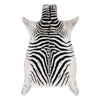 White & Black Faux Zebra Accent Rug, 3x5