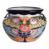 Hand Painted Talavera Multicolored Ceramic Outdoor Planter, Large