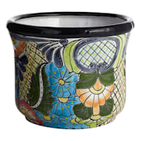 Hand Painted Tazon Multicolor Patterned Ceramic Outdoor Planter, Large