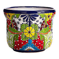 Hand Painted Tazon Multicolor Patterned Ceramic Outdoor Planter, Small