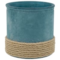 Blue Cylinder Glass Votive Candle Holder, 4"