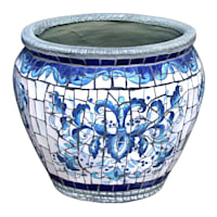 Tuscan Mosaic Tile Ceramic Outdoor Planter, Large