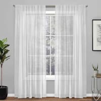 Legacy White Linen Rod Pocket Sheer Grommet Curtain Panel, 96"