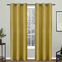 Curry Basket Weave Light Filtering Grommet Curtain Panel, 84"