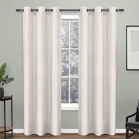 White Basket Weave Light Filtering Grommet Curtain Panel, 96"