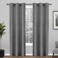 Found & Fable Rita Black Pearl Light Filtering Grommet Curtain Panel, 96"