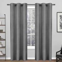 Black Pearl Raw Silk Light Filtering Grommet Curtain Panel, 96"