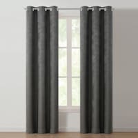 Lennon Black Pearl Woven Blackout Grommet Curtain Panel, 84"