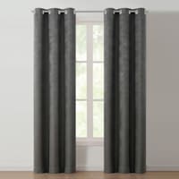 Lennon Black Pearl Woven Blackout Grommet Curtain Panel, 96"