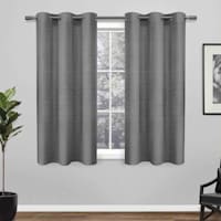 Black Pearl Raw Silk Light Filtering Grommet Curtain Panel, 63"