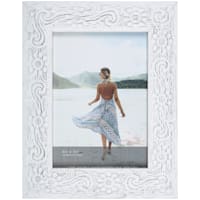 Whitewash Floral Patterned Profile Tabletop Picture Frame, 5x7