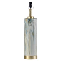 White Marbled Large Table Lamp Base with Gold Accent, 23"