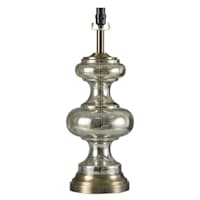 Mercury Glass Double Gourd Large Table Lamp Base, 23"