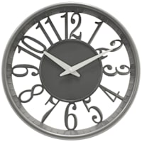 Grey Round Wall Clock with Cutout Numbers, 12"