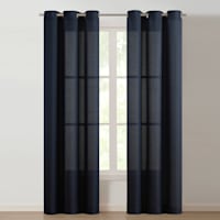 Mayfield Navy Grommet Light Filtering Curtain Panel, 84"