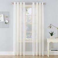 Erica Eggshell Crushed Grommet Sheer Voile Curtain Panel, 84"