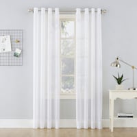 Erica White Crushed Sheer Voile Grommet Curtain Panel, 84"