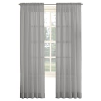 Emily Charcoal Grey Rod Pocket Sheer Voile Curtain Panel, 84"