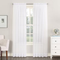 Emily White Voile Sheer Curtain Panel, 95"