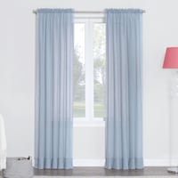 Erica Blue Crushed Rod Pocket Sheer Voile Curtain Panel, 84"