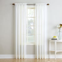 Erica Eggshell Crushed Rod Pocket Sheer Voile Curtain Panel, 84"