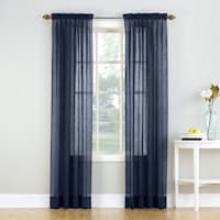 Erica Navy Crushed Rod Pocket Sheer Voile Curtain Panel, 84"