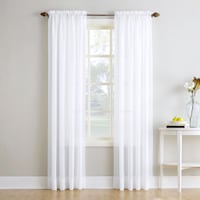 Erica White Crushed Rod Pocket Sheer Voile Curtain Panel, 84"