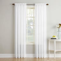 Erica White Crushed Voile Rod Pocket Sheer Curtain Panel, 95"